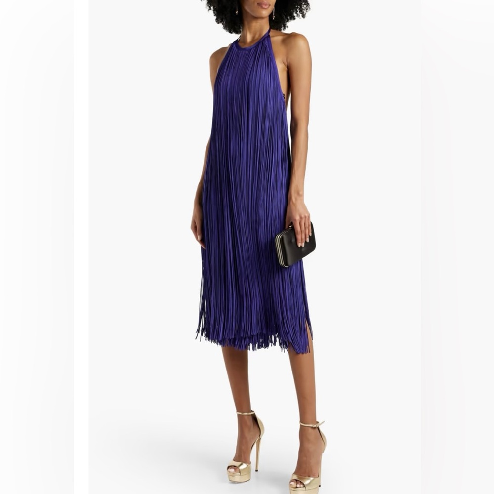 HERVÉ LÉGER Purple Fringe Dress